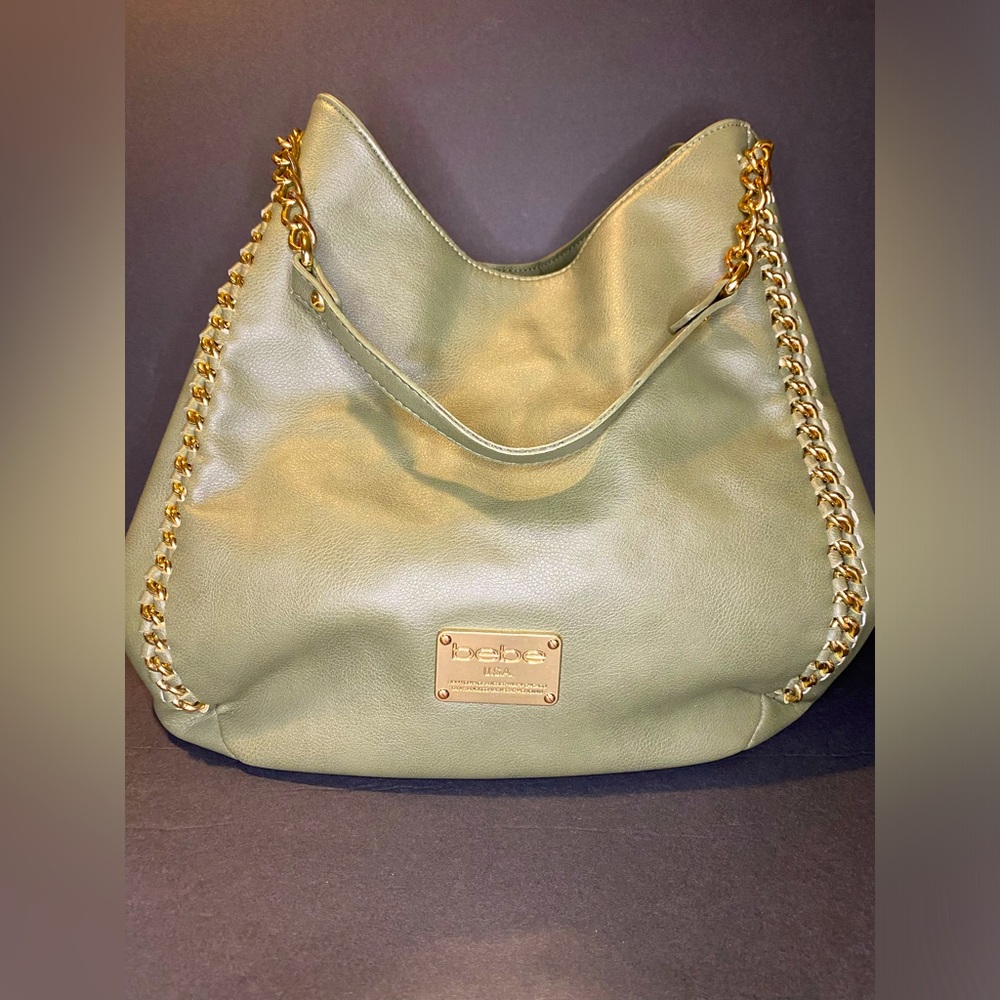 bebe Collette Triple Entry Hobo Leather Shoulder Bag